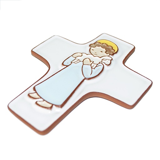 [MKR-58VG70C] Ceramic cross - Good Shepperd - Blue (95x120mm)