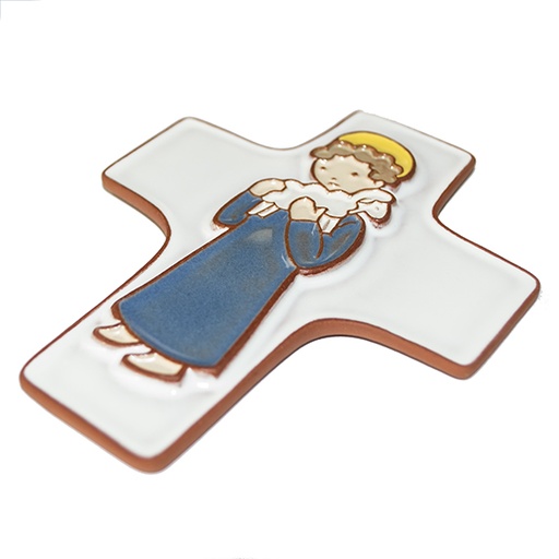 [MKR-58VG70D] Ceramic cross - Good Shepperd - Darkblue (95x120mm)