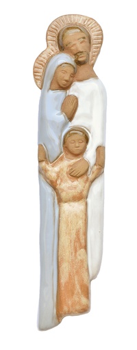 [PLK-02FAM1A] Wanddeco keramiek H Familie/lichtblauw - 5x20cm