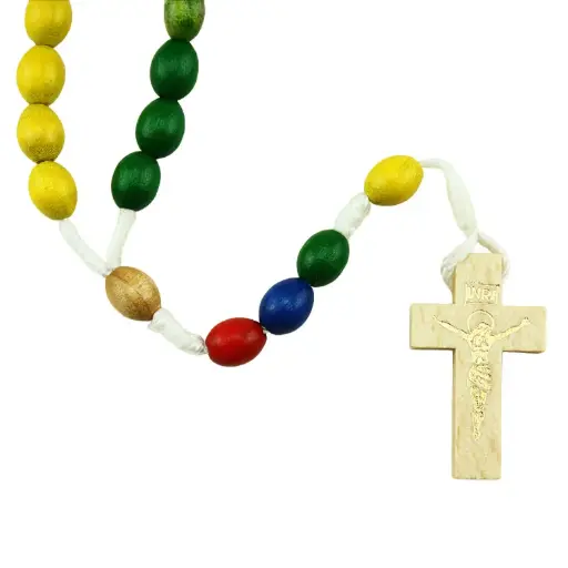 [RZK-091533] Missierozenkrans - hout op koord (10x8mm)