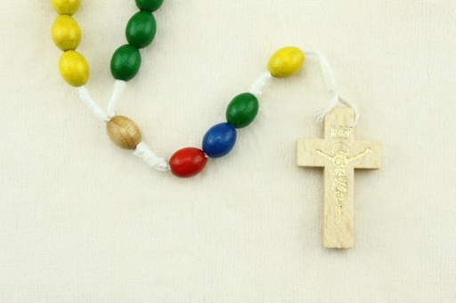 [RZK-091533] Missierozenkrans - hout op koord (10x8mm)