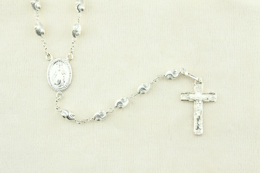 [RZK-10ZLCOR51] Rozenkrans - bewerkte witte kralen - gerhodineerd zilver 925% (7x4mm)