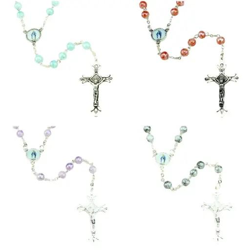 [RZK-35GL825] Chapelet - grain en verre - assorti  (⌀6mm)