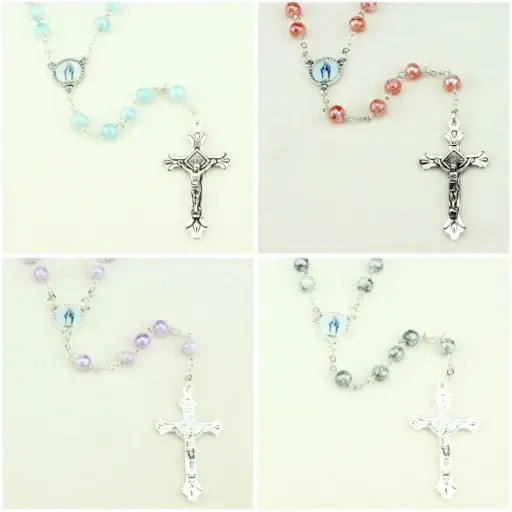 [RZK-35GL825] Chapelet - grain en verre - assorti  (⌀6mm)