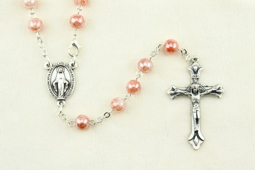 [RZK-35GL825] Chapelet - grain en verre - assorti  (⌀6mm)