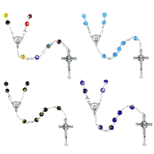 [RZK-35MUR957] Chapelet Verre Murano - assorti (⌀6mm)