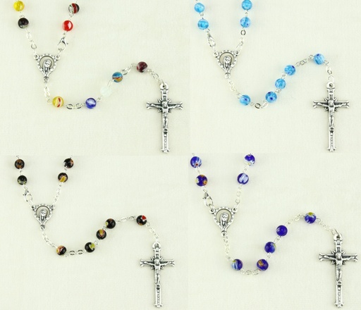 [RZK-35MUR957] Chapelet Verre Murano - assorti (⌀6mm)