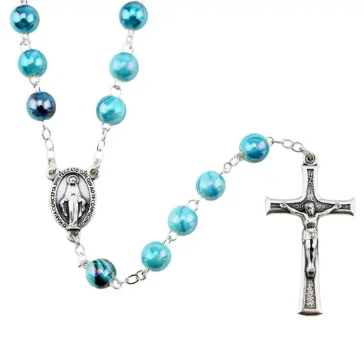 [RZK-40MT087BL] Chapelet - im. perle - bleu ( ⌀ 8mm)