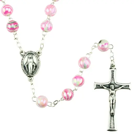 [RZK-40MT087RS] Chapelet - im. Perle - rose ( ⌀ 8mm)