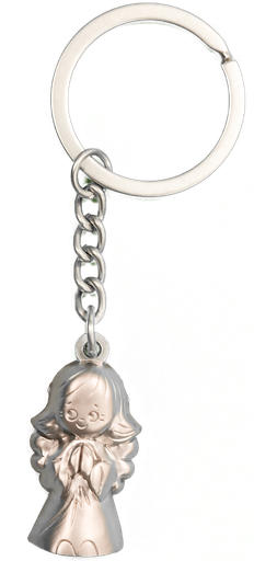 [SLH-01ENG01DE] Sleutelhanger Engel TZB - RVS - DE. tekst (30x17mm)