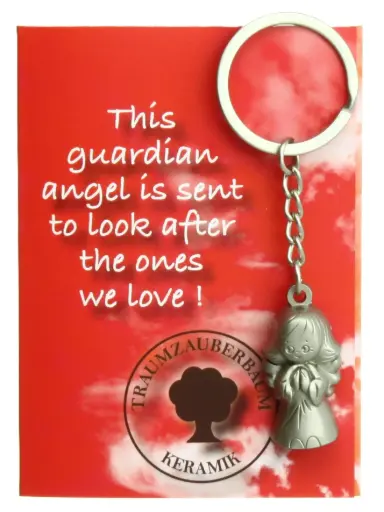 [SLH-01ENG01EN] Porte-clef Ange Gardien TZB - inox - Texte ANG (30x17mm)
