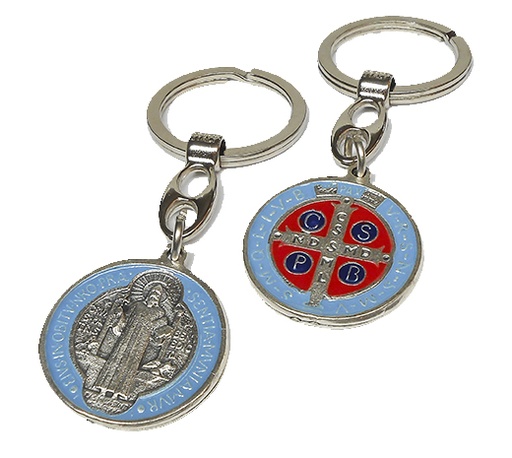 [SLH-08BEN30E] Sleutelhanger St Benediktus metaal/emaille (⌀32mm)