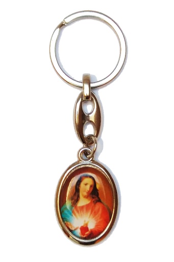 [SLH-09HHJ609CHR] Sleutelhanger - metaal -H H Jezus/St Kristoffel  (32x25mm)