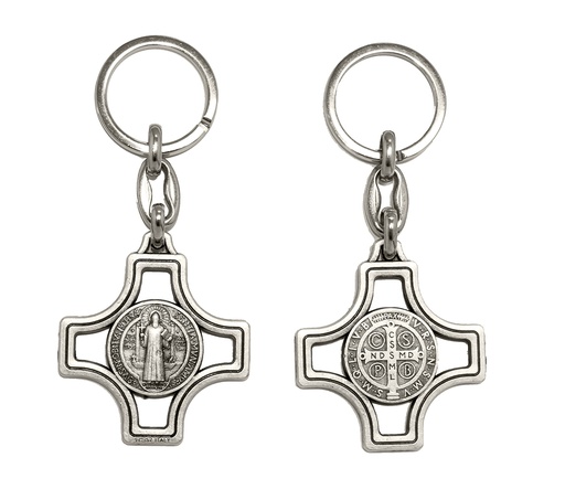 [SLH-35BEN2042] Sleutelhanger St Benedictus (kruis) - metaal (70x40mm)