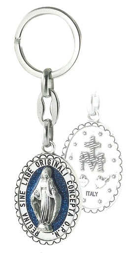 [SLH-35WON13BL] Sleutelhanger OLV Wonderdadige - ovaal/assorti (70x28mm)