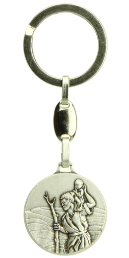 [SLH-45KRI1] Sleutelhanger St Kristoffel - metaal (65x30mm)