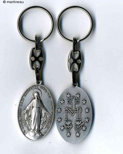 [SLH-45WON0330] Sleutelhanger OLV Wonderdadige - ovaal/metaal (65x25mm)