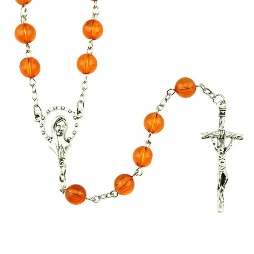 [RZK-72M004OR] Rozenkrans - glas/ketting - oranje (⌀6mm)