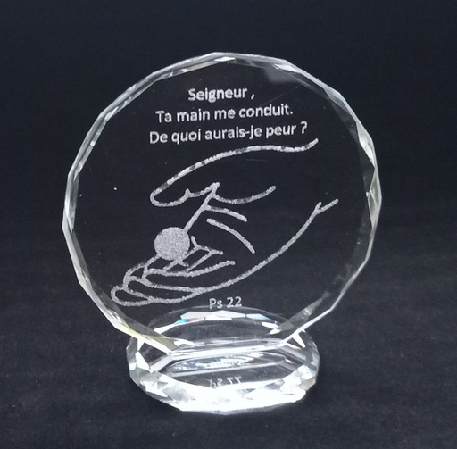 [KAD-97M003] Cadre/semi-cristal - Seigneur, Ta main me conduit … PS 22 (92x78mm)