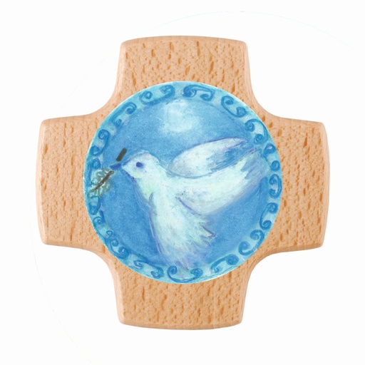 [MRL-810164] Croix murale en bois - Colombe (85x85mm)