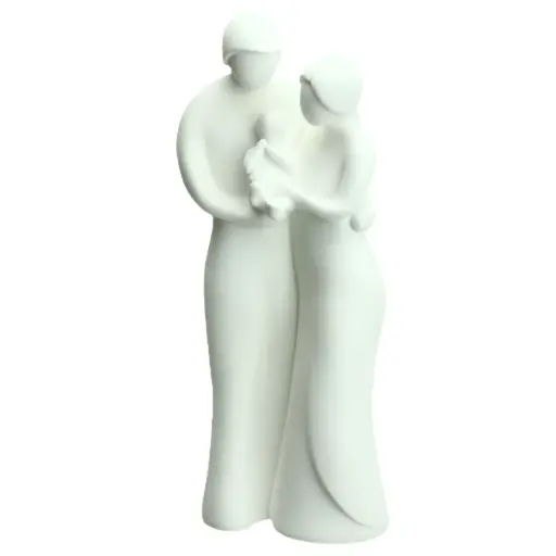 [BLD-99M11] Statue 'Famille' - résine/blanche - 20cm