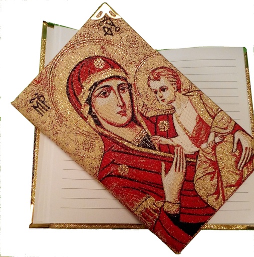 [LIV-75M01VE] Cahier textile - Icône Vierge/enfant + Christ