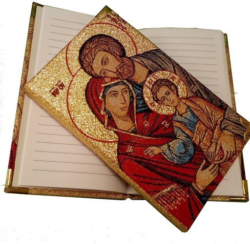 [LIV-75M01FAM] Notitieboekje textiel - Ikoon/OLV+Familie (85x140mm)