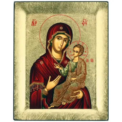 [IKO-75M01VE] Ikoon zeefdruk/slagmetaal - OLV met Kind (100x125mm)