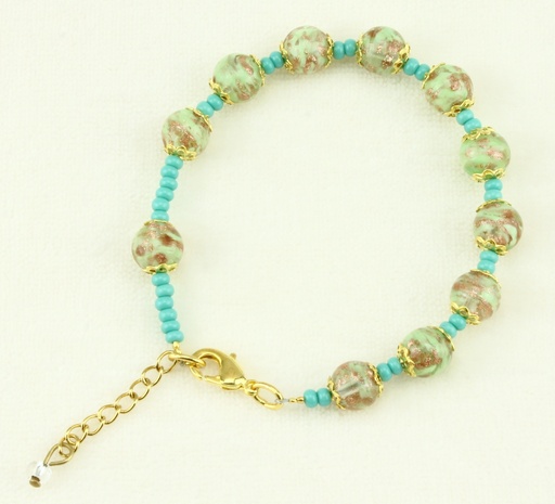 [ARM-05M01GR] Armband/Mini-Rosenkranz - Venizian Glass - Grün (Ø8mm)