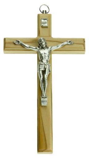 [MKR-35OL002] Croix murale avec christ - bois d'olivier (90x160mm)