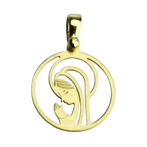[MDP-53M002] Pendentif Vierge priante (découpé) - argent 925‰ plaqué or - 3µm (Ø16mm)