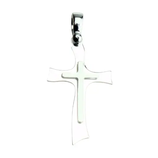 [HKZ-53M001] Halskreuz - versilbert (20x24mm)