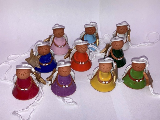[ENG-03M01] Set of 12 Bell angel small - 4x4x8cm - ceramic/enamel assorted