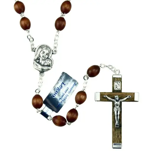 [RZK-55M005N] Rosary wood/chain/double - natural
