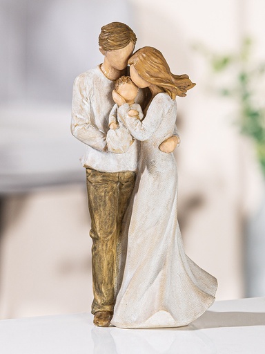 [BLD-30M004] Beeld 'Familie' - 23cm - kunsthars/naturel