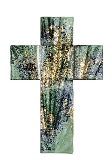 [MKR-30M001] Croix murale en verre/moderne - 18cm