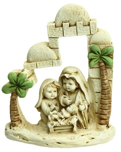 [KGR-35M003] Nativité/2 palmiers - résine (85x100mm)