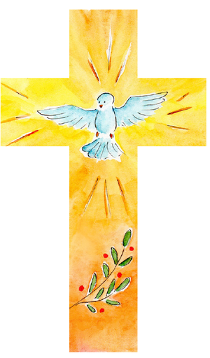 [MKR-01M012] Kinderkreuz holz - Taube/Palm (90x150mm)