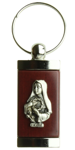 [SLH-54RIT542] Porte-clef Ste Rita - métal/bois (58x24mm)