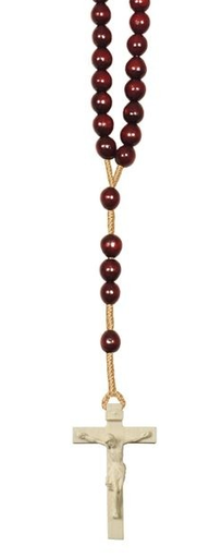 [RZK-57M01RD] Rosary wood with cross wood - Red (8x6mm)