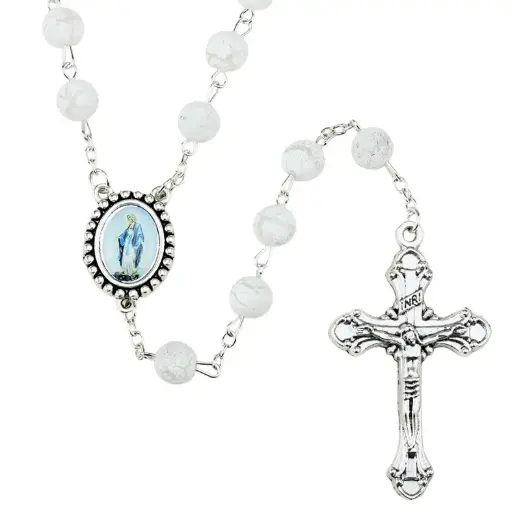 [RZK-35M001WT] Rosenkranz - platik/weiss  (⌀ 8mm)