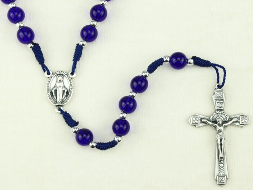 [RZK-35M004BL] Rozenkrans glas/op koord - blauw (⌀ 8mm)