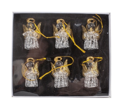 [KST-79GL6501] Set van 6 glazen engeltjes (4,5cm)