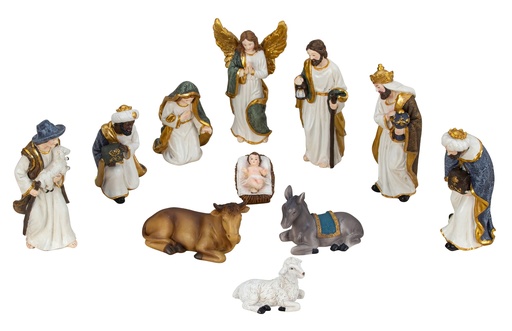 [KGR-79M1968] Kerstgroep 11-delig - poly-resine - gekleurd (13cm)