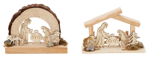 [KGR-79M5807] Crèche en bois - assorti (9x12cm)
