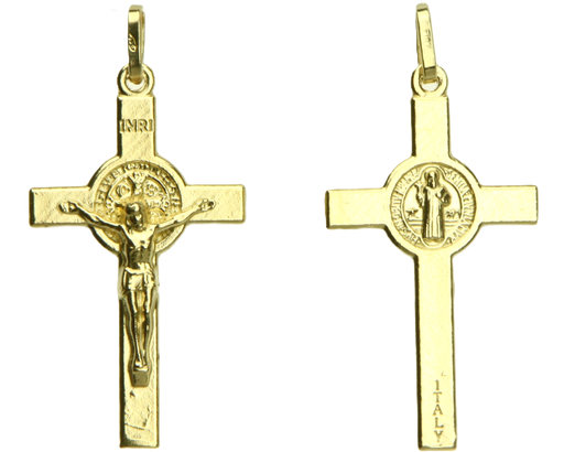 [HKP-10BEN092] Croix St Benoit - Argent 925‰ 3μm PL-OR (21x37mm)