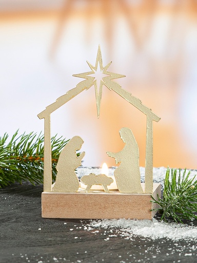 [KAN-30M013] Kandelaar teelicht 'H.Familie' - assorti (90x140mm)