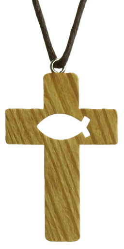 [KOK-72M001] Kommunionkreuz Ichtus/Olivenholz (34x50mm)