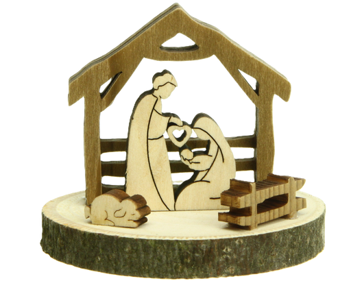 [KGR-07M03] Krippe mini Zaun auf Sockel - natur (5,5cm)