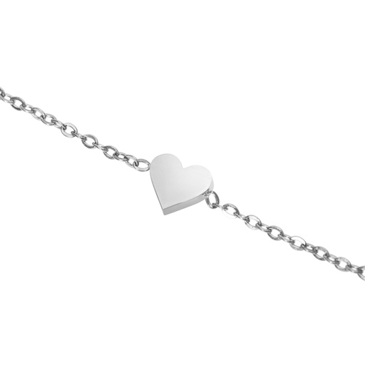 [ARM-99M07HRT] Bracelet argenté - "Love it- Collection"  - Coeur (17+3cm)